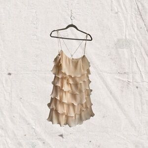 & OTHER STORIES Women's Strappy Ruffle Mini Dress Beige Tie Back